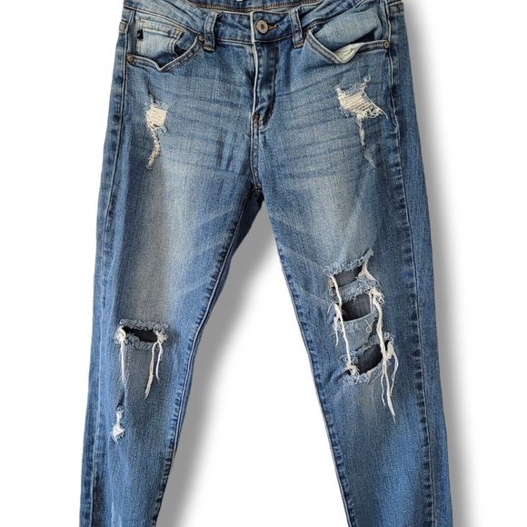 KanCan Womens Sz 7/27 Skinny Jeans Ripped Comfort Stretch Denim Low Rise - Picture 2 of 4
